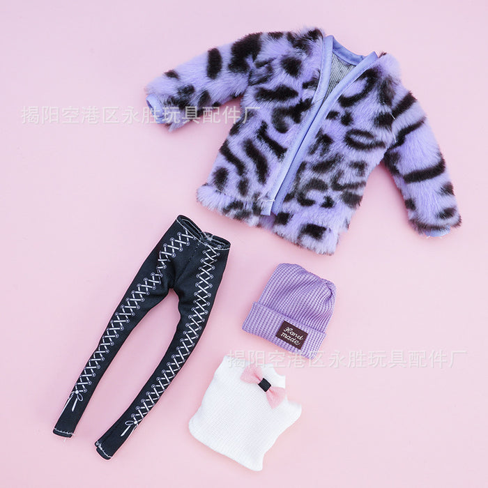 Wholesale Leopard Print Plush Vest et Skirt suit