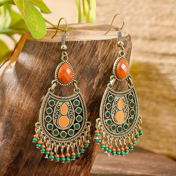Wholesale Bohemian Tassel Geometric Drop Earrings Electroplated Zinc Alloy Jewelry Accessory MOQ≥2