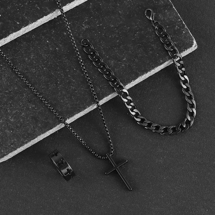 Wholesale Cross necklace, ring, bracelet, new three piece set with accessories