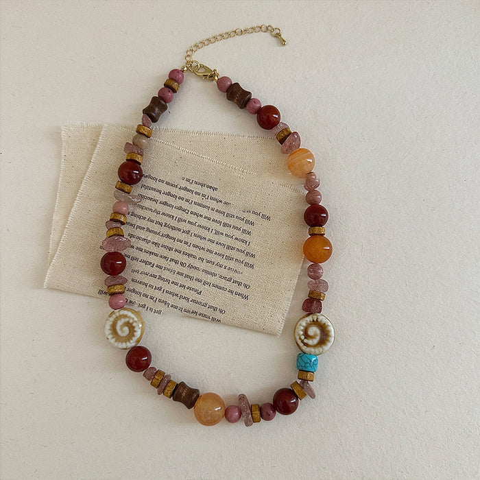 Wholesale Titanium Steel Agate Irregular Ceramic Necklace Ethnic Style Fashion Clavicle Chain Temperament High-End Jewelry