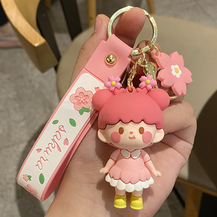 Wholesale Sakura Girl Silicone Keychain JDC-KC-RunX014