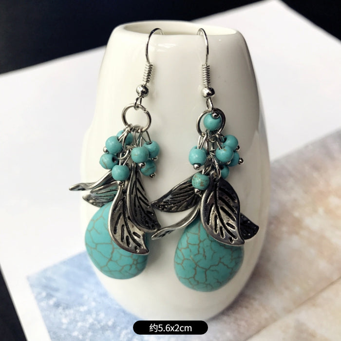 Wholesale Alloy Vintage Turquoise Ethnic Style Earrings JDC-ES-Luox009