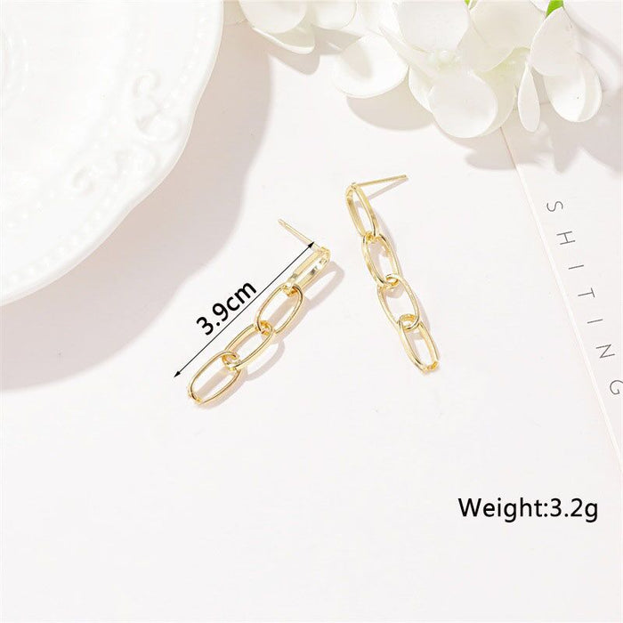 Wholesale Fashion earrings, simple and personalized metal chain earrings, earrings, niche geometric earrings wholesale