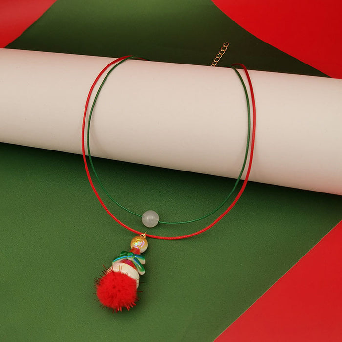 Wholesale Christmas Double Necklace Luminous  Christmas Hat Snowflake Christmas Tree Necklace