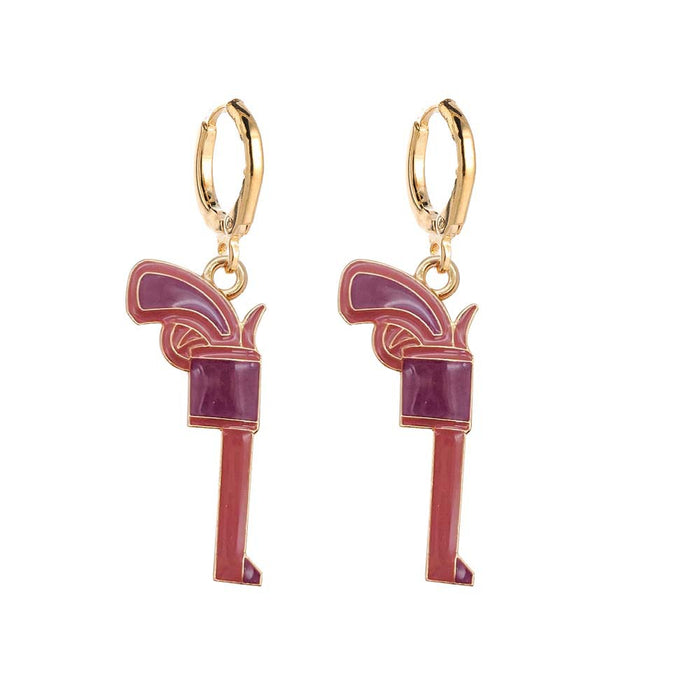 Wholesale Bull Head Pink Hat Cowboy Boots Alloy Earrings JDC-ES-Chengy039