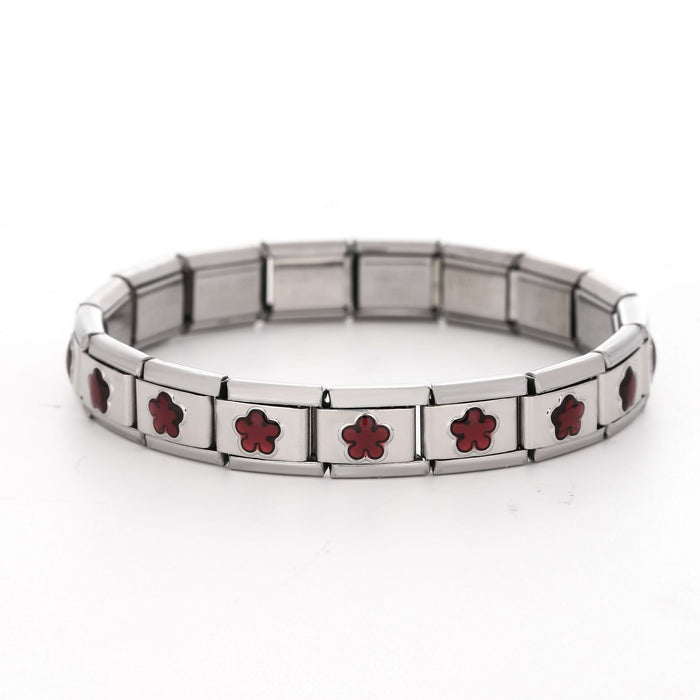 Wholesale Mother' s Day Series Stainless Steel Italian Flower Bracelet DIY Module Combination Jewelry