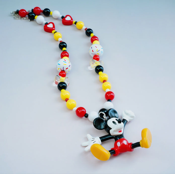 Wholesale Cute Mickey Mouse Acrylic Colorful Beaded Necklace JDC-NE-XNWR001