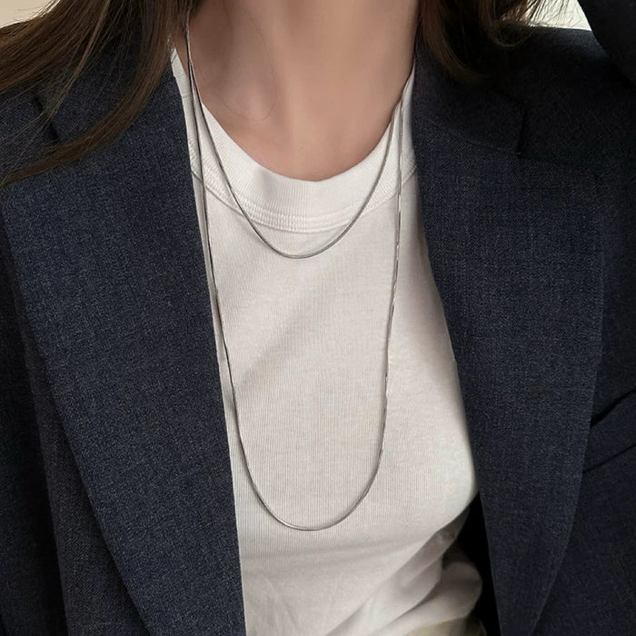 Wholesale  All-match Double-layer Gold Color Chain Long Snake Bone Chain Necklace sweater Chain