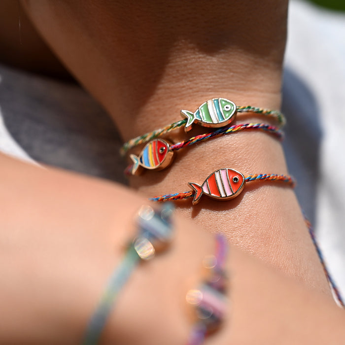 Wholesale Trendy Purple Adjustable Woven Cord Bracelet With Alloy Enamel Fish Pendant Ins Style Women S Jewelry Accessory Party Gift