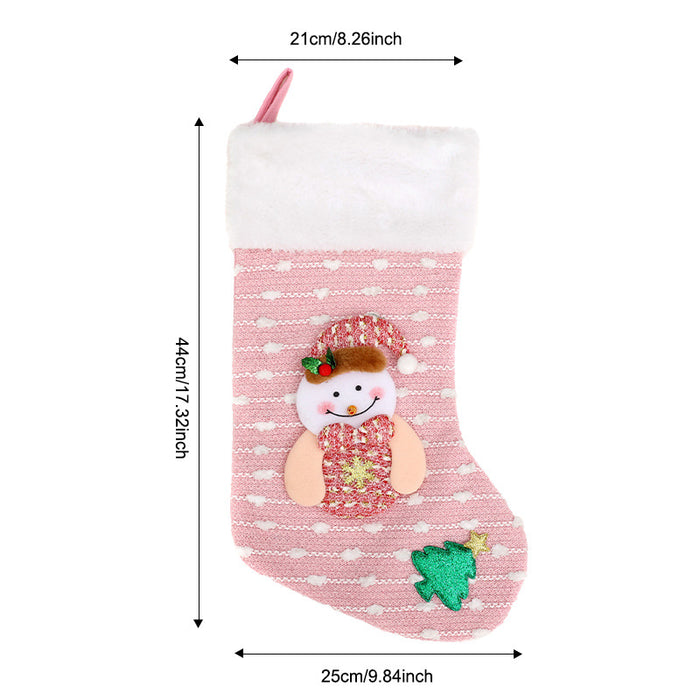 Wholesale Christmas decoration plush Christmas stockings children' s candy gift bag cartoon elderly knitted stockings window pendant