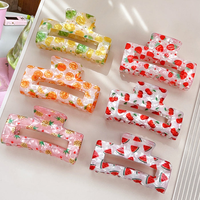 Wholesale Watermelon Print Square Hollow Acrylic Hair Claw Clip