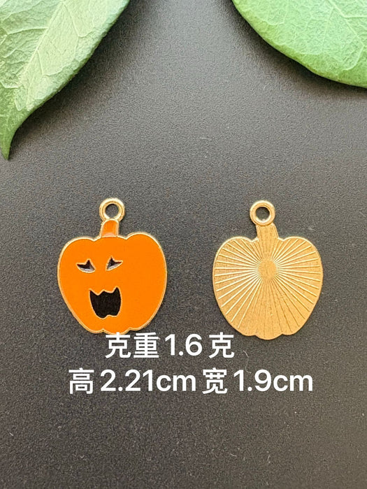 Wholesale  Pumpkin Head DIY Jewelry Accessories Yellow Zinc Alloy Charms For Necklace Bracelet Earrings Keychain Party Gift