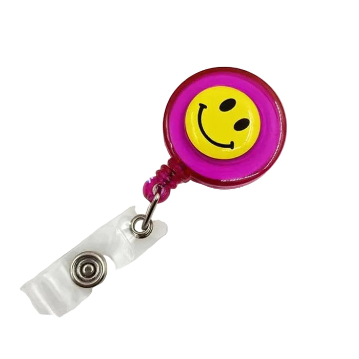 Wholesale Smiley face pull buckle retractable buckle Badge Reels Keychains