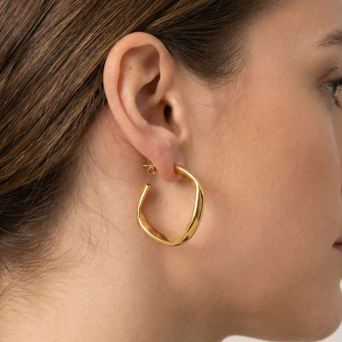 Wholesale Stainless steel Gold Square Hoop Earrings