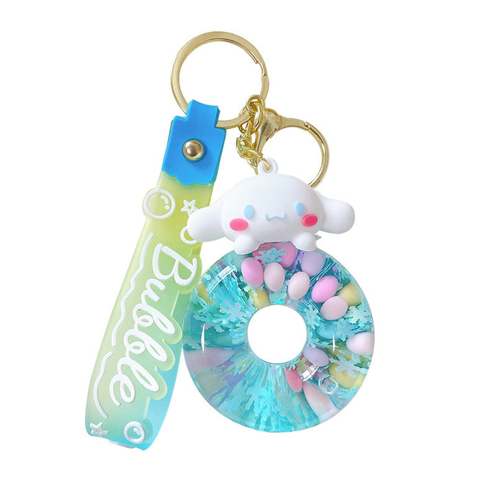 Wholesale Liquid Sand Swimming Ring Car Keychain Pendant