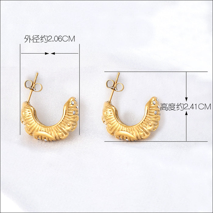 Wholesale  fashion earrings ladies 18K electroplating star Moon White oxide zircon inlay tide earrings