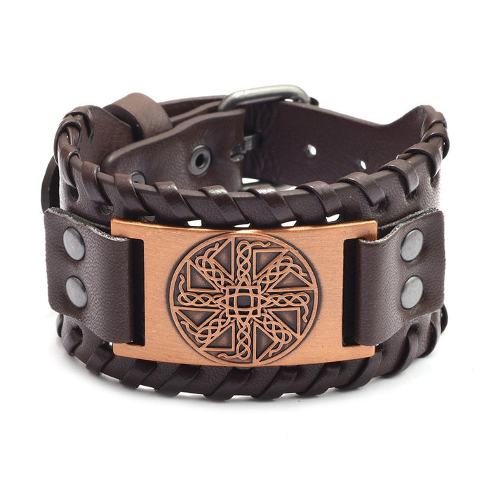 Wholesale Multi-layer Leather Wolf Head Men's Bracelet JDC-BT-FengH002