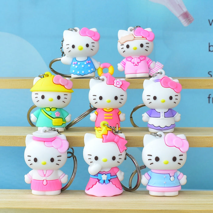 Wholesale Stylish 3D Soft PVC Cat Keychain Pendant For Girls Bag Charm And Car Key Accessory Gift