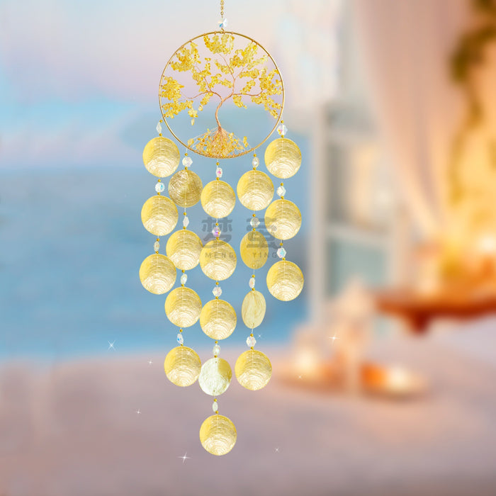 Wholesale Handmade Gold Shell Fortune Tree Wind Chime Home Decor Boutique