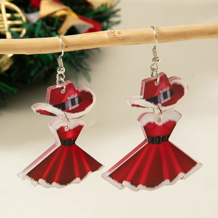 Wholesale Colorful Christmas Hat Earrings White Beard Sequins Women Jewelry Accessory Gift MOQ≥2