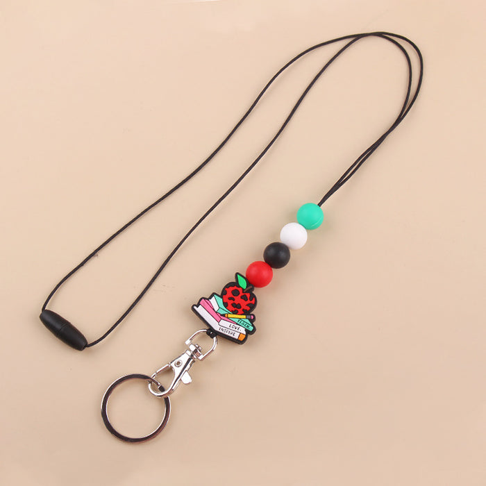 Wholesale Silicone Teacher's Day Lanyard Keychain JDC-KC-GuangTian023