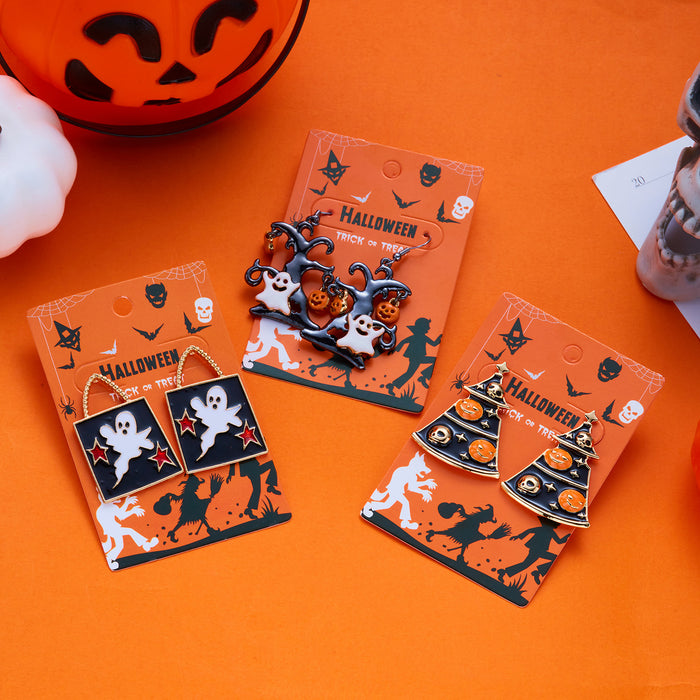 Wholesale Stylish Earrings Set Pumpkin Cat Ghost Alloy Jewelry Accessory