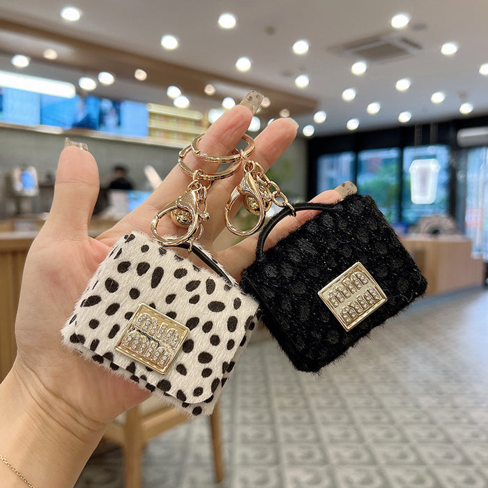 Wholesale Creative Leopard Print Mini Coin Purse Keychain Small Square Bag Car Key Chain Bag Pendant Decoration