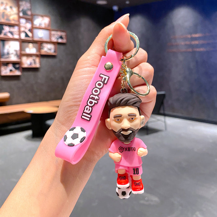 Wholesale Metal Soccer Star Cartoon Keychain Decorative Car Key Accessory MOQ≥2
