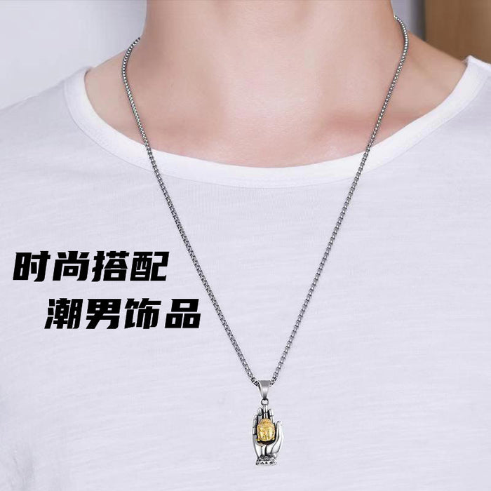 Wholesale Palm Buddha Titanium Steel Necklace JDC-NE-JuXing001