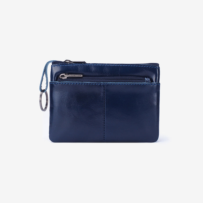 Wholesale Genuine Leather Men's Simple Coin Purse Women's Zipper Hand Wallet Vintage Short Cowhide Card Bag