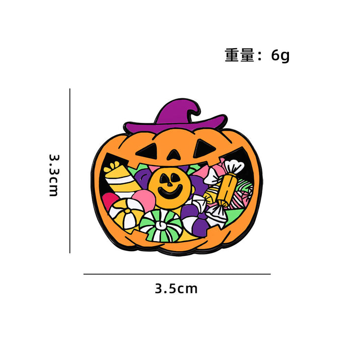 Wholesale  metal badge cute cartoon funny ghost horror pumpkin head brooch pin