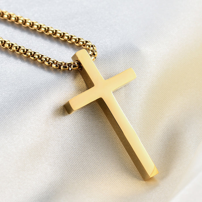 Wholesale Glossy Simple Titanium Steel Cross Pendant Female Personalized Stainless Steel Necklace Wholesale Laser Logo