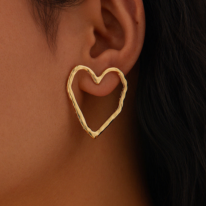 Wholesale Personalized pleated hollow peach heart earrings with diverse combinations