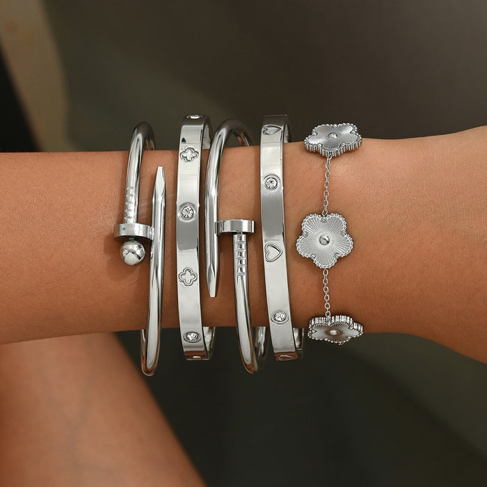 Wholesale Stainless Steel Gold-Tone Bracelet Set — Fade-Resistant