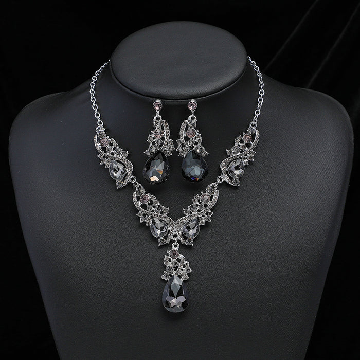 Wholesale exaggerated necklace earrings set for alloy plating jewelry dress
