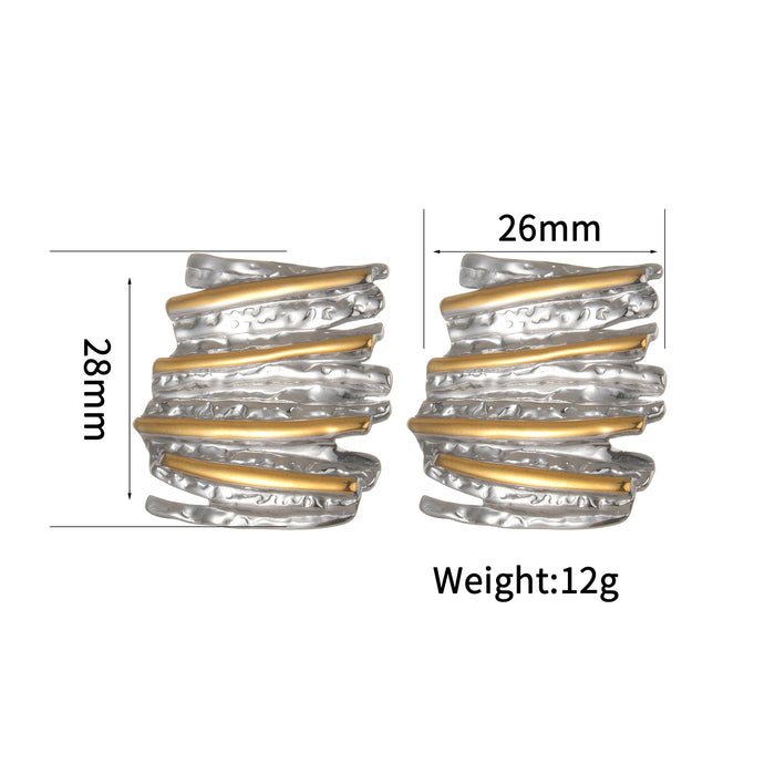 Wholesale Stainless Steel Mixed Color Two-Tone Titanium Steel Earring Set