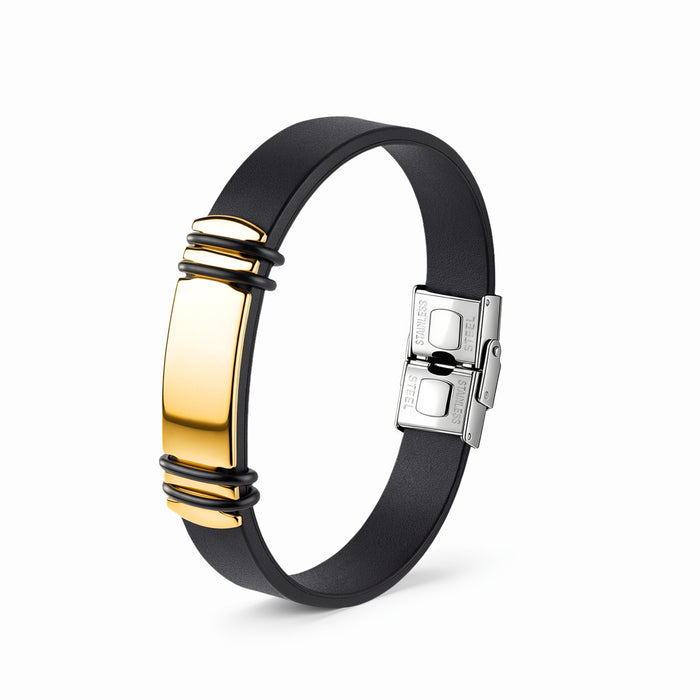 Wholesale Men' s Stainless Steel Buckle Silicone Wristband - Blank Engravable Jewelry Accessory Gift