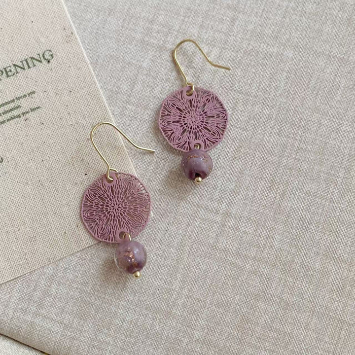 Wholesale Purple Window Glass Bead Earrings Ear Hook Earrings