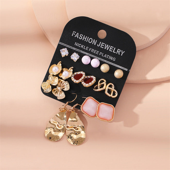 Wholesale Earrings Alloy Faux Pearl Circle Combination Set JDC-ES-GuTe034