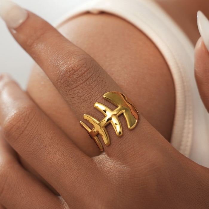 Wholesale Jewelry Stainless Steel Fishbone Open Ring for Women