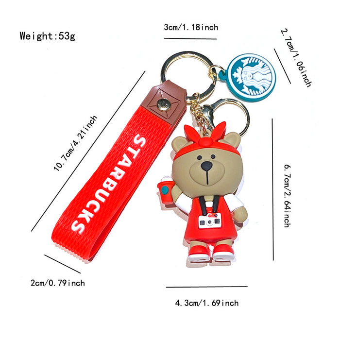 Wholesale Milk tea bear keychain pendant cute bear doll exquisite car key chain ornaments gift