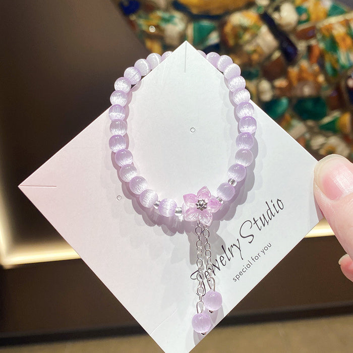 Wholesale Glass Cat Eye Flower Bracelet - Women' s Fashion Jewelry Accessory MOQ≥3