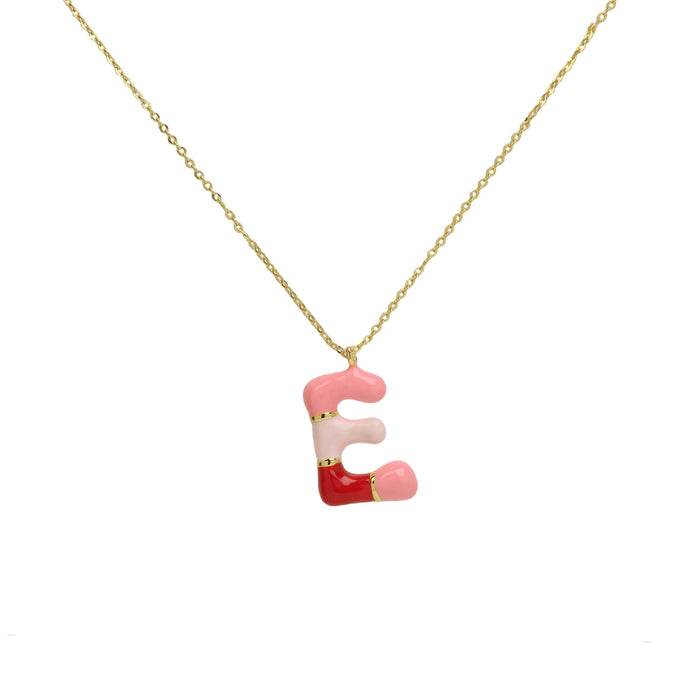 Wholesale 2PCS 18k Brass Drip Gel Capsule Colorful 26 English Letter Necklace JDC-NE-BaiYi009