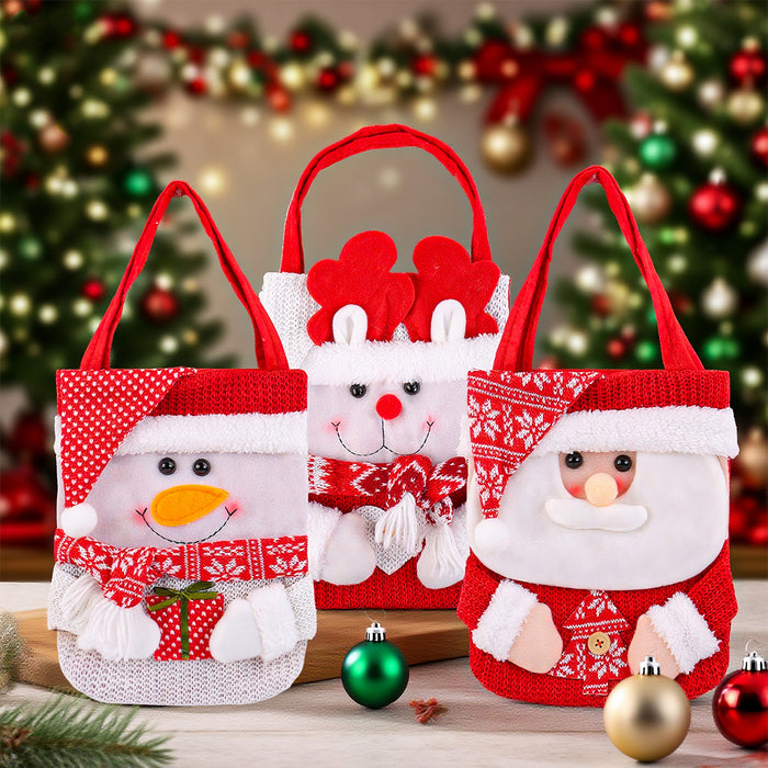 Wholesale Christmas knitted gift bag cute cartoon red f snowman old man candy tote bag Christmas decoration