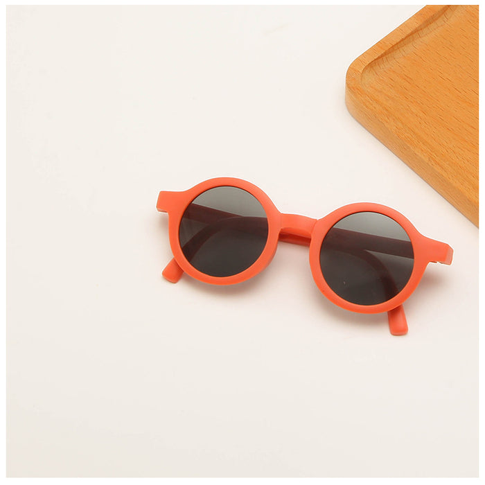 Wholesale Folding children's sunglasses, minimalist frosted glasses, round frame sun protection sunglasses