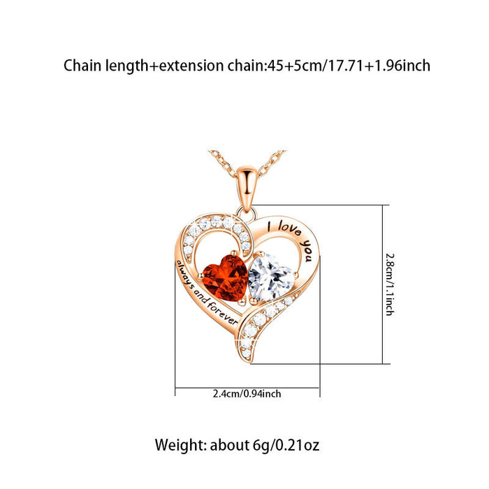 Wholesale Heart-shaped zinc alloy double heart pendant necklaces