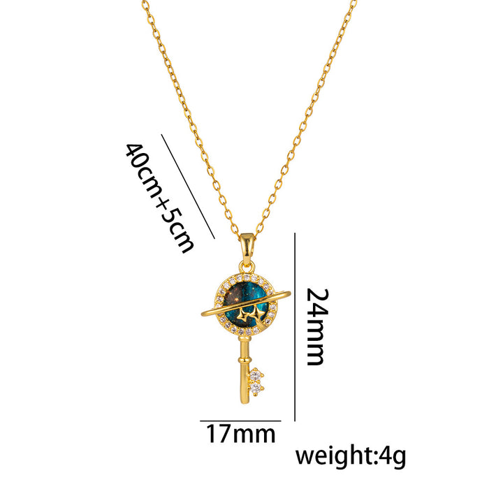 Wholesale Titanium Steel Elegant Full Diamond Necklace for Women JDC-NE-OBK011