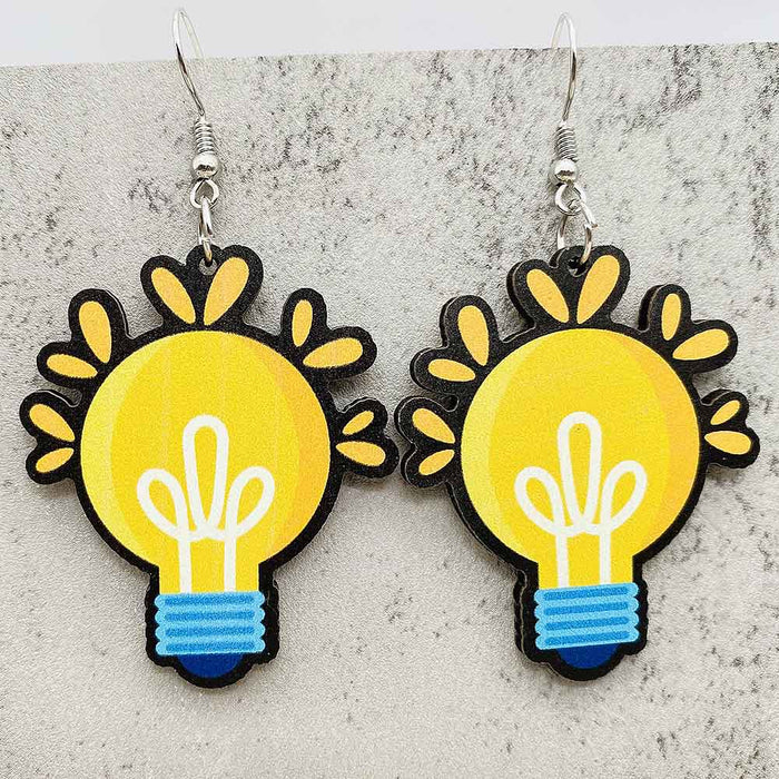 Wholesale Teachers'  Day Earrings Pencil Alarm Clock Wooden Earrings School Season Student Earrings