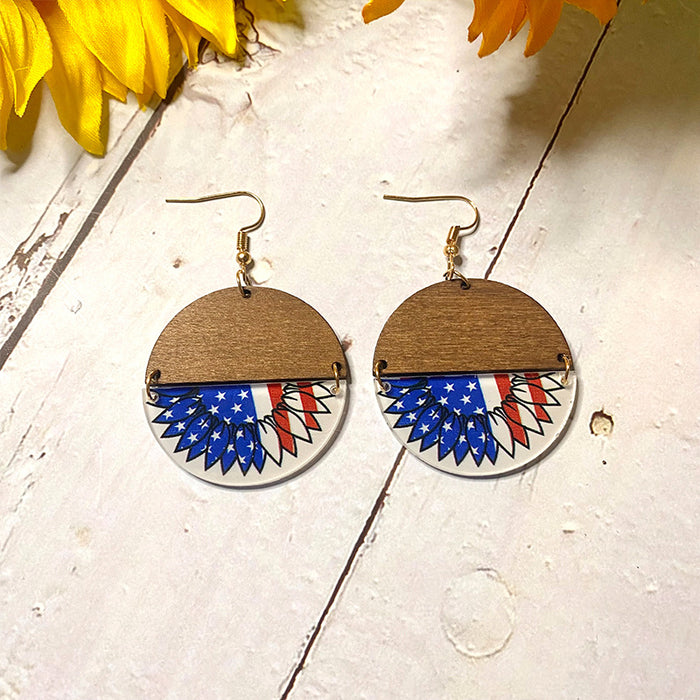 Wholesale Flag Earrings Independence Day Acrylic Wood ing Earrings