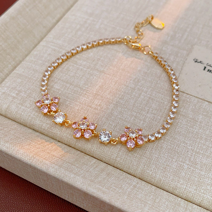 Wholesale Pink Zircon Geometric Round Pull-out Bracelet